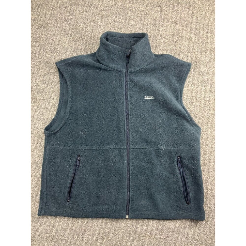 Sorel Vest Men's‎ XL Blue Fleece Full Zip Pockets Mock Neck Logo